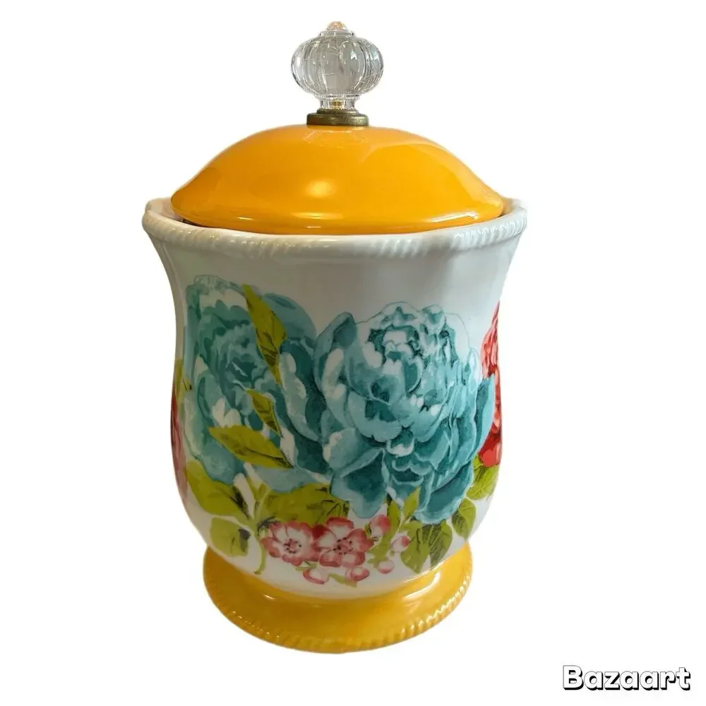Pioneer Woman Canister Blossom Jubilee 9.25” High 5.8” Diameter Yellow